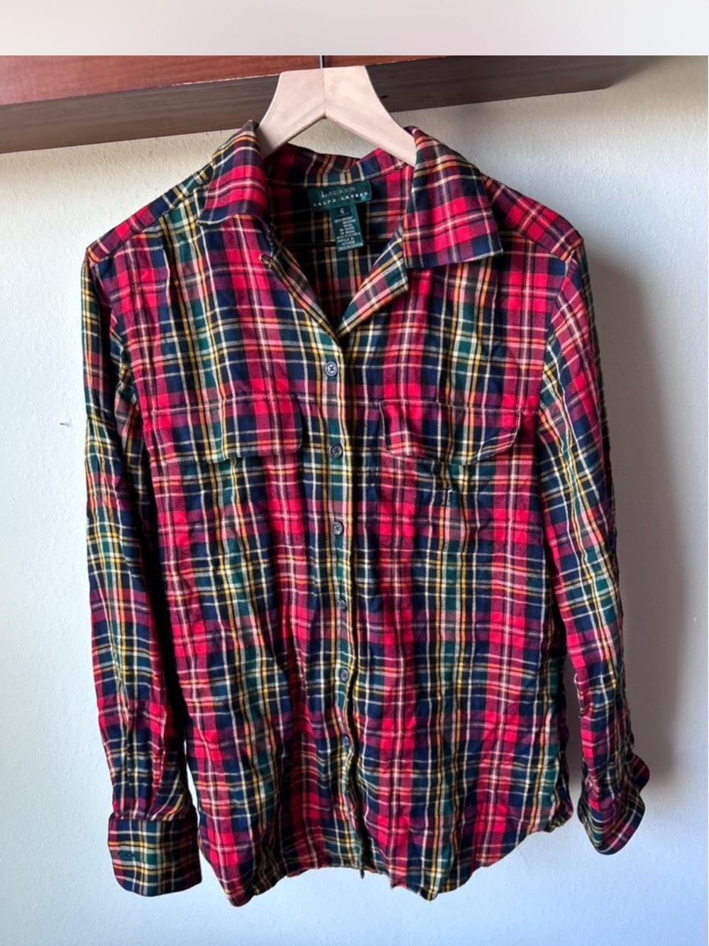 Ralph Lauren 6 Red Plaid Button-Up Shirt